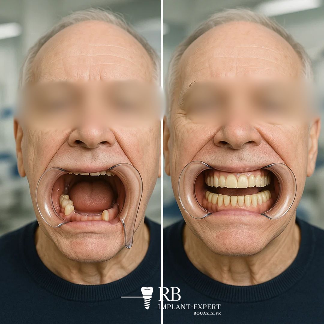 homme implant dentaire senior